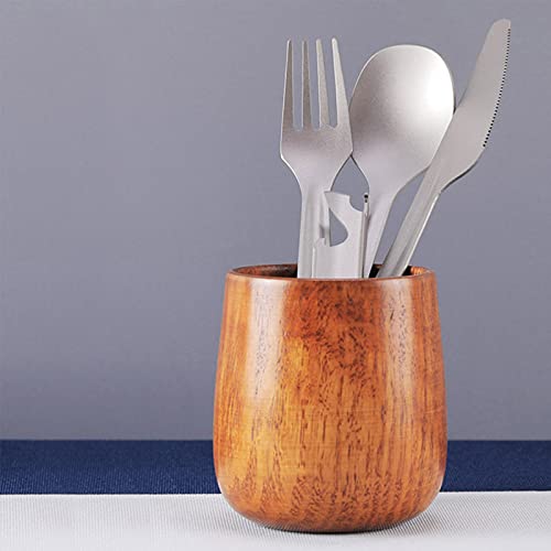 Atiap Titanium Fork Spoon Bottle Opener, 4 Pieces Tableware Set Utility Cutlery Set For Camping Travel Daily Use #TOP3