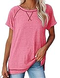 Womens Tshirts for Summer 2023 Trendy Spring Tops Short Sleeve Casual Maternity Tunics Pink L