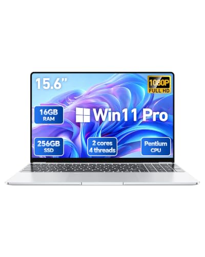 15.6" Laptop 16GB RAM, Win 11 Pro Computer, Pentium 2C4T 2.10GHz Base Speed