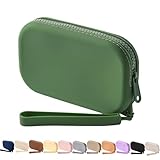 WHHJM Small Silicone Multifunctional Essential Bag Portable Travel Makeup Bag for Women Men Cards Cash Bag Zipper Pouch (Green)