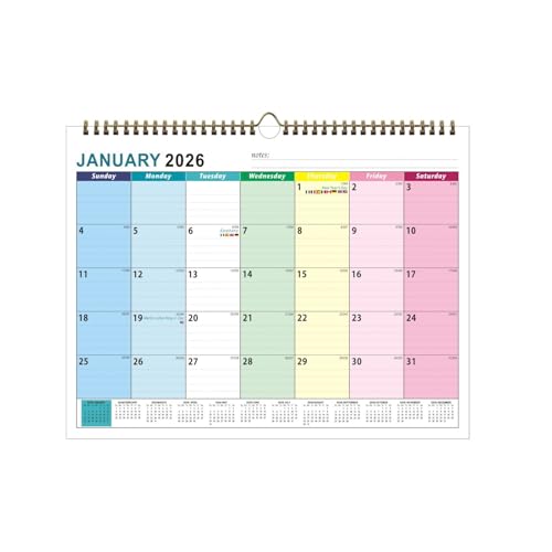 2026-2027 Wall Calendar Planner with Unlined Daily Blocks and Date Markings 18 Month Runs From Jan 2026 to Jun 2027 Planner