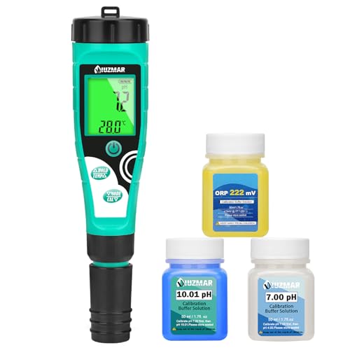 UIUZMAR Pool Chlor und pH Messgerät, Digitales Salzgehalt und ORP Messgerät, 7 in 1 Wassertester misst...