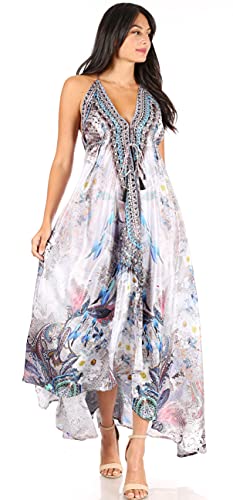 Image of Sakkas Lizi Womens Maxi High-Low Halter Handkerchief Long Dress Beach Party