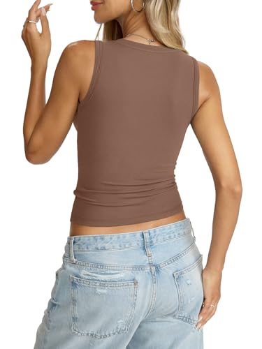 Image of Eachyes Womens V Neck Tank Tops Sleeveless Slim Fit Shirts Summer Going Out Fashion Outfit Clothes 2026
