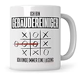 Sweetify Gebäudereiniger Tasse Gebäudereinigung Geschenk für Gebäude Reiniger Putzer Putzkraft Kaffeetasse Ich bin Gebäudereiniger ich finde immer eine Lösung