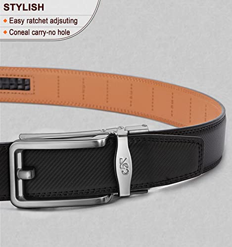 Kemisant Belt For Boys, Leather Ratchet Click Belt For Boys Dress Casual Pants Oxfords 1.1" #TOP1