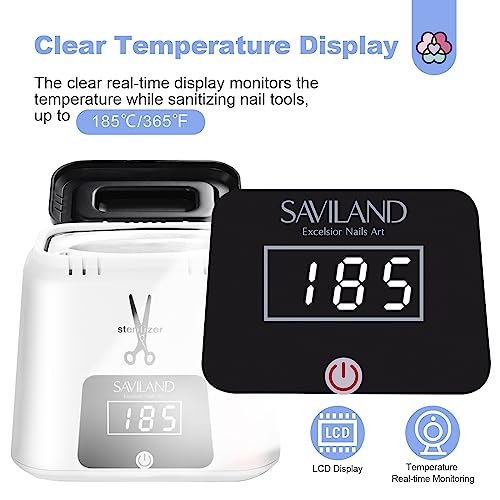 SAVILAND Nail Sterilizer Tool Electric: High-Temperature Nail Sterilizer Portable 365℉ White Sterilizer Tool Autoclave Sterilizers with Glass Beads to Sterilize Any Metal Tools More Efficient and Safe - Thumbnail 4