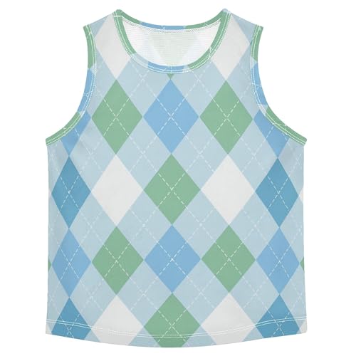 Blue Green Tank Top for Boys Sleeveless Casual Vest Tees Kids Active Shirt for Travel Volleyball Running Cycling 3T