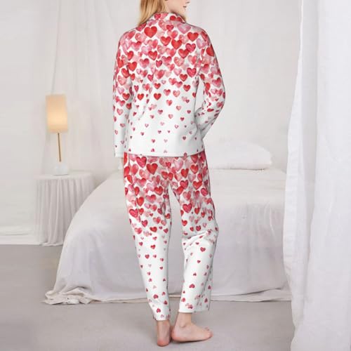 Ensemble de pyjama manches longues motif cœurs doux - 5