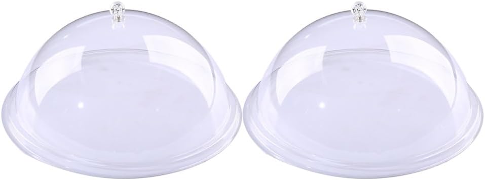 Cabilock 2Pcs 21cm 8inch Transparent Food Cover Dome Food Screen Protector Clear Plastic Cloche Dome Fly Cake Cover Display Dome Cloche for Cake Dessert Food
