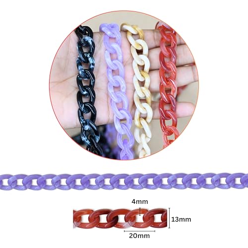 Image of SATRA TRADERS Matt Acrylic Chain | Size : H-20mm W-14mm | Qty : 1mtr | AC07 | 7-Red
