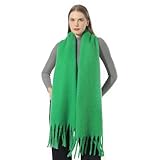 SUNDSGT Big Scarf Coloured Oversized Tassel Soft Fall Winter Thick Scarf Warm Shawl Women (Green)