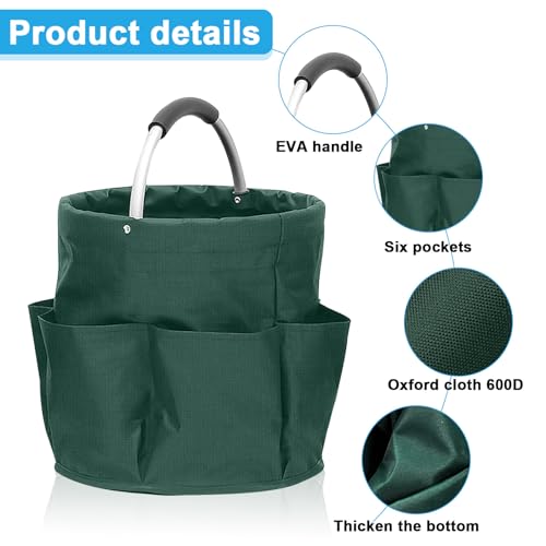 Organizador de productos de limpieza, bolsa de limpieza plegable con asa y 6 bolsillos para el hogar, jardín y baño, portátil y ahorra espacio, verde - imagen 3