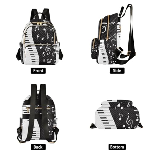 ALAZA Mini Backpack Purse for Women Lightweight Girls Small Size Music Note Piano School Teens College Traveling2