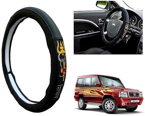 Image of Chromium Om Namah Shivay Car Steering Cover for TATA Sumo Pack of 1