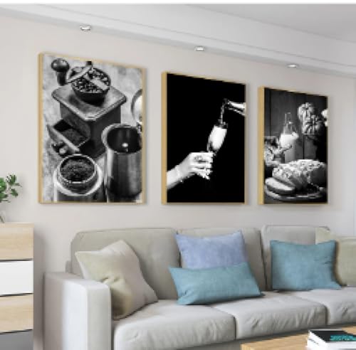 Tableau cuisine noir et blanc parfait pour la decoration murale de votre salle a manger