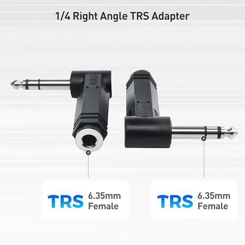 Cable Matters 2-Pack 1/4 Right Angle TRS Adapter - 6.35mm Right Angle Adapter, 1/4 TRS Audio Connector for Professional Audio Equipment by Cable Matters - Image 2