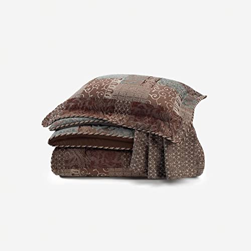 Croscill Galleria Brown 4-Piece King Comforter Set, Jacquard 4-Piece Comforter Set, Brown Latte Tones, Multicolor