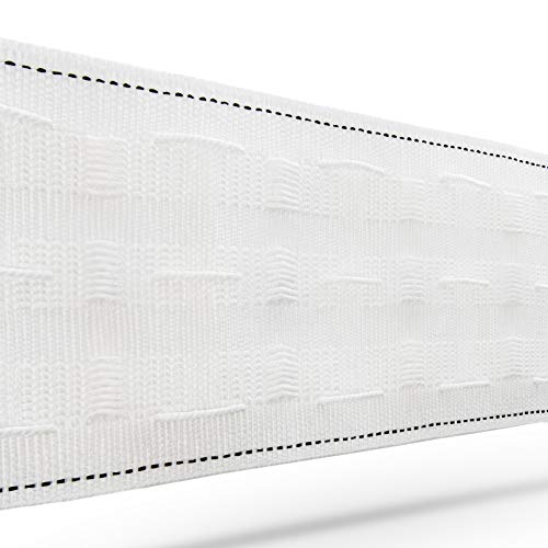 Realm White Pencil Pleat Curtain Header Tape, Detachable Curtain, Sizes 25mm 1 Inch, 50mm 2 Inch, 75mm 3 Inch (3" 4m x 2 Pieces)