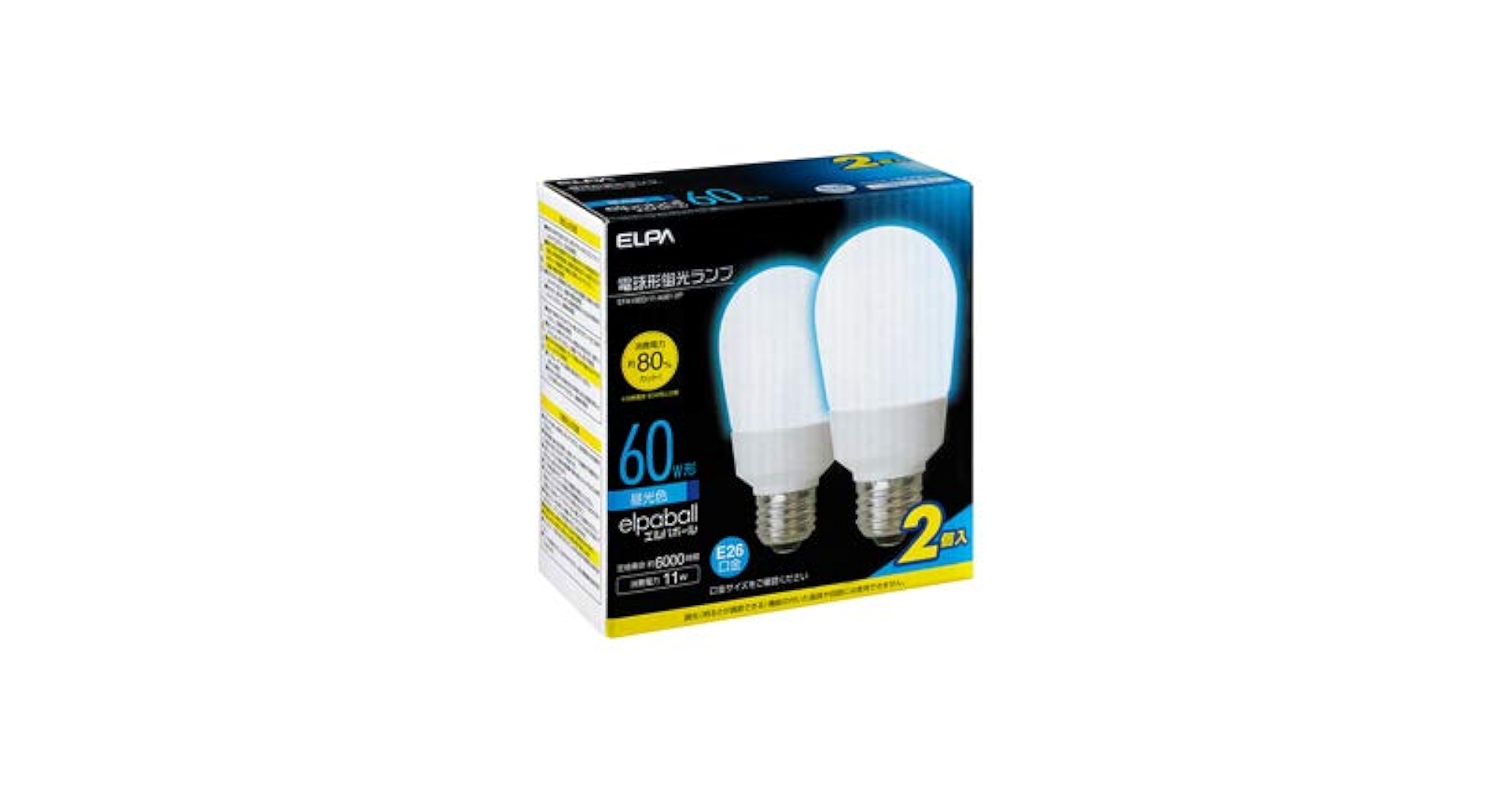 ELPA 60W LED電球 EFA15ED/11-A061H 10個入り2箱 Amazon | エルパ(ELPA) 電球形蛍光灯A形60W形 電球 100V 11W
