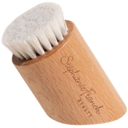 Stephanie Franck Beauty – Cepillo Facial en Seco de Cerdas de Cabra – Drenaje Linfático, Exfoliación Suave, Piel Radiante – Ideal para Piel Sensible – Accesorio de Belleza Natural