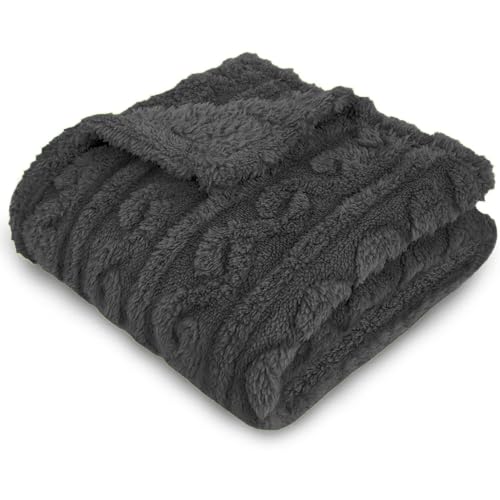 Homebliss Coperta Pile in Extra Morbido, Coperta Singolo Flanella Certificato Oeko-TEX®, Coperta Divano, Plaid Letto, Coperta Foulard, Copriletto, Copridivano (130 x 150 cm,Grigio Scuro)