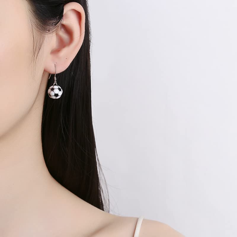 Pendientes de fútbol de plata S925 con colgante elegante 2
