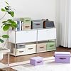 Cajas de almacenamiento plegables con tapa, contenedores de tela de lino y algodón con asas de cuero sintético, organizador tipo cubo lavable para hogar, armario, dormitorio (púrpura, tamaño pequeño) 8