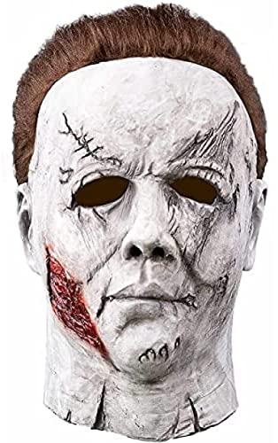 XIssg Michael Myers Maske, gruselige realistische Vollgesichtsmaske aus Latex, Halloween-Horrormaske, Erwachsene, Kinder, Cosplay-Kostümmaske Cover