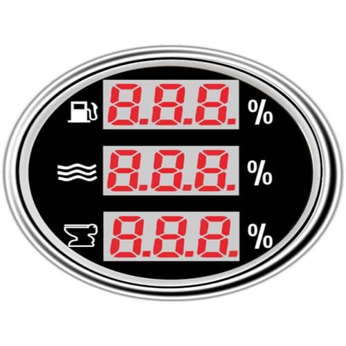 デジタル 52MM ゲージ 3 in 1 多機能 タコメーター/水温/油圧/電圧計/燃料レベルゲージ 車 ボート 簡単なインストール(V)