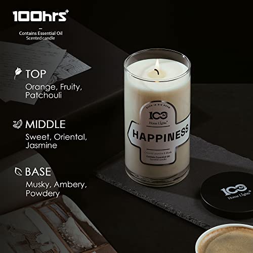 100Hrs Highly Scented Candle 3.14X6, 18.5Oz - Longest Burning Time Wax, Smokeless Cotton Wick, Pleasant Relaxing Romantic Scents, Popular Gift For Home, Women, Men - Happiness #TOP3