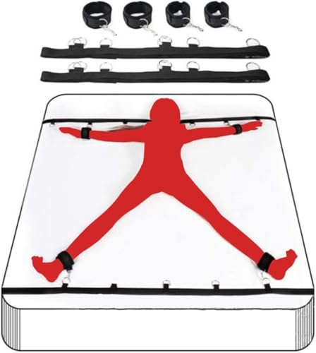 Bed Restraint for Queen Sized Bed Bondaged Bed King Bed Bondaged Kit Adult Ankle Wrist Restraints Sex Hand Ties for Bed Frame Restraint Bed Restraints Belts for Wrists and Ankles Toy Sweater