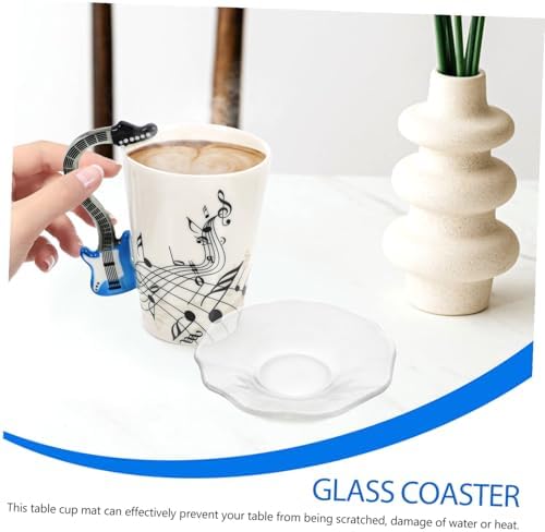 NUOBESTY 4 adet parçalı set, cam çay fincanı, altlık, ısıya dayanıklı, ev masası dekorasyonu, yalıtımlı içecek altlığı, çay odası, restoran için - Görsel 6