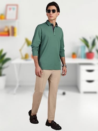 Image of STELLERS Men's Full Sleeve Polo T-Shirt | Premium Cotton | streatchable | Enzyme bio Washed | Feather Touch Feel | Sustainable