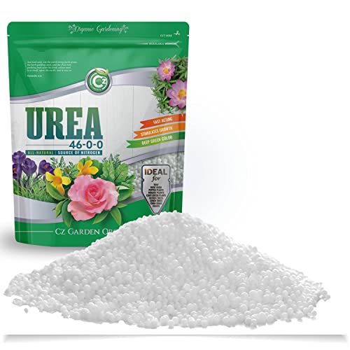 Urea Fertilizer 46-0-0 Plant Food for Indoor, Outdoor Plants - Promotes Lush Growth - 99.6% Pure Water Soluble for Green Lawns, Fruits, Vegetables and Tie Dye Granules Prills (Cz Garden Organics 5 LB)