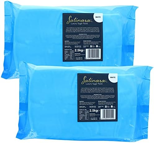 Satinara Luxury White Sugar Paste for Cakes and Bakes, Fondant Icing  White, Fondant Icing, 5kg