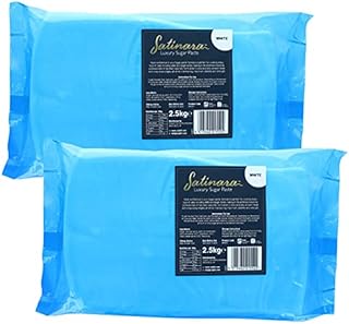 Satinara Luxury White Sugar Paste for Cakes and Bakes, Fondant Icing  White, Fondant Icing, 5kg