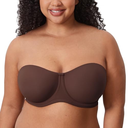 Image of DELIMIRA Confishape Strapless Full Coverage Plus Size Bra | Bandeau bra, Underwire, No Padding Unlined, for Women