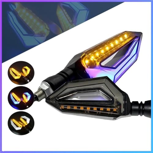 Para Motocicleta luces traseras de parada y giro de 12V azul y amarillo 2