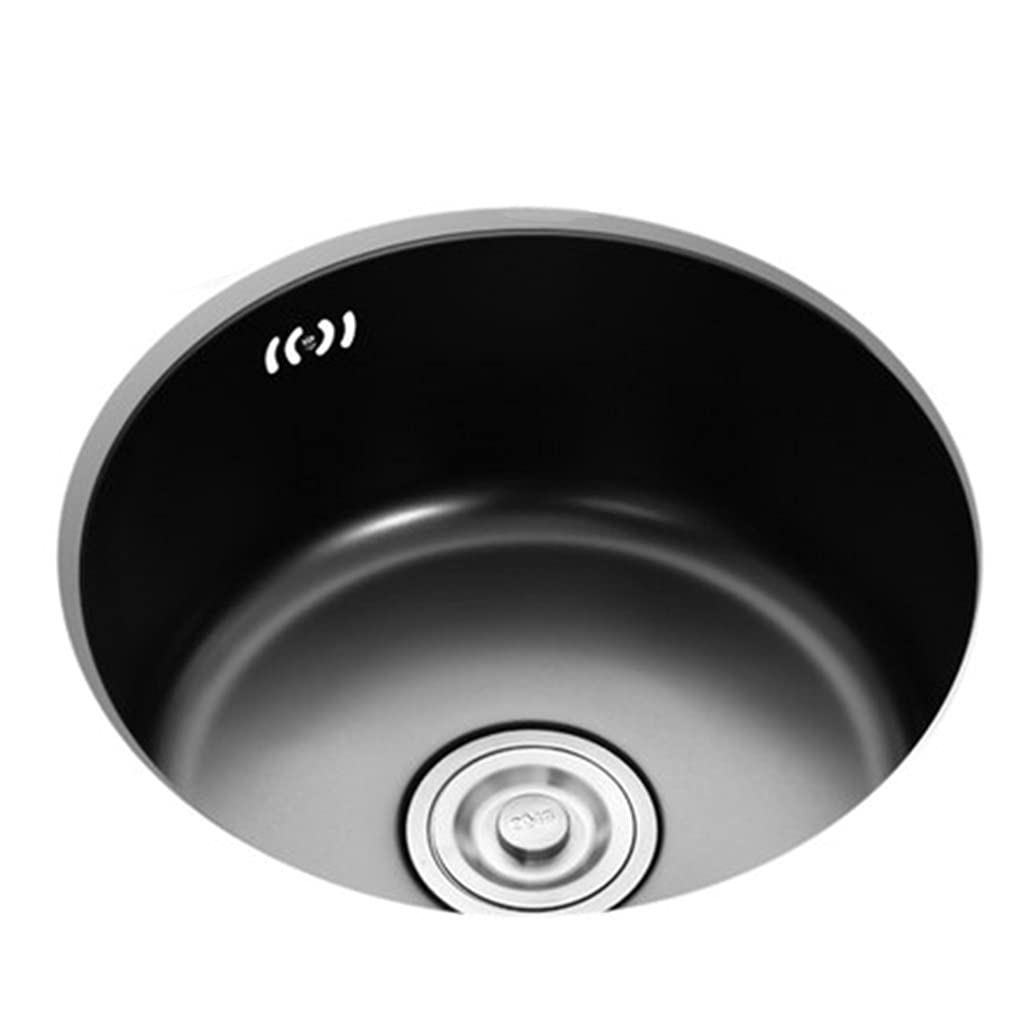 WIQUYBML Kitchen Sink. Black 304 Stainless Steel Deep Single Bowl Sink Basin, Sink, Drop-In Or Undermount Installation
