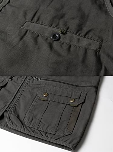 KTWOLEN Herren Weste Ärmellos Anglerweste Funktionsweste Fotografie Jagdweste Arbeitsweste mit Vielen Taschen, Grün, M