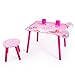 Homestyle4u 1125 Kindersitzgruppe Schmetterling Kinder Mädchen 2-teiliges Set Kinder 1 Tisch/Maltisch 1 Hocker Papierrolle Stiftebox aus Holz
