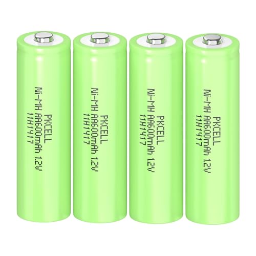 PKCELL 4 Stück AA Wiederaufladbar NiMH 1,2V 600mAh Akku für Solarlampen – Ansicht 1