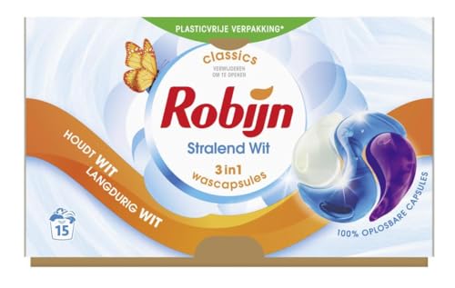 Robijn Classics Stralend Wit 3-in-1 Wascapsules, houdt witte was langdurig wit en fris - 4 x 15 wasbeurten - Voordeelverpakking