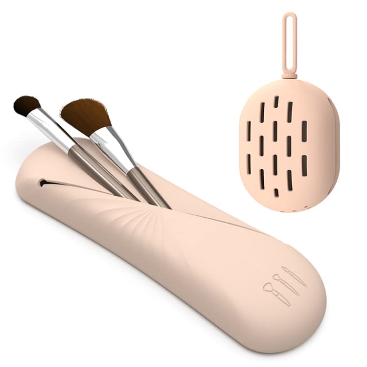 Rangement éponge et pinceaux maquillage rose WE BEAUTY en silicone lavable