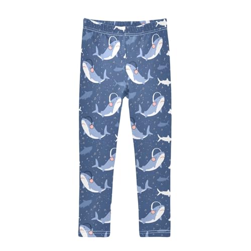 Headphone Shark Music Note Girls Leggings Ultra Soft Compression Yoga Gym Pants for Kids 4-10T