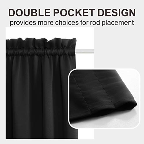 Aquazolax Sliding Glass Door Curtain Panels - Functional Thermal Insulated Blackout Curtains Drapes 54x72 Inch Solid Kitchen Door Window Panel Coverings, 1 Piece, Black