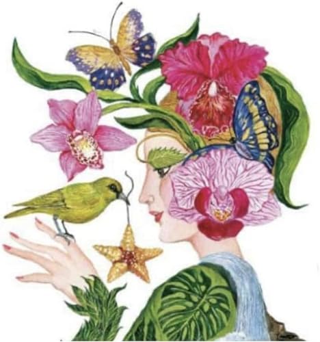 Set of 2 Individual Decoupage Paper Party Napkin Flowers Lady Bird Nature Watercolor Decor Luncheon Napkins for a Birthday Holiday, Wedding, Cocktail Party