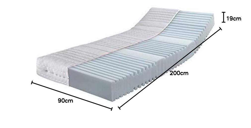 RAVENSBERGER Comfortmatratze Ravo-PUR - Härtegrad H3, mittel - 90 x 200 cm, Höhe 19 cm - ergonomische 7-Zonen Matratze mit Funktions-Bezug, allergikerfreundlich