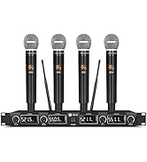 W IN-MIX UW140 Wireless Microphone System, 4-Channel UHF Cordless Mic Set with Four Handheld Mics...